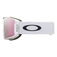 Oakley Line Miner L Unisex Goggles 2027 in Matte White | Prizm Snow Rose Gold Iridium - side view