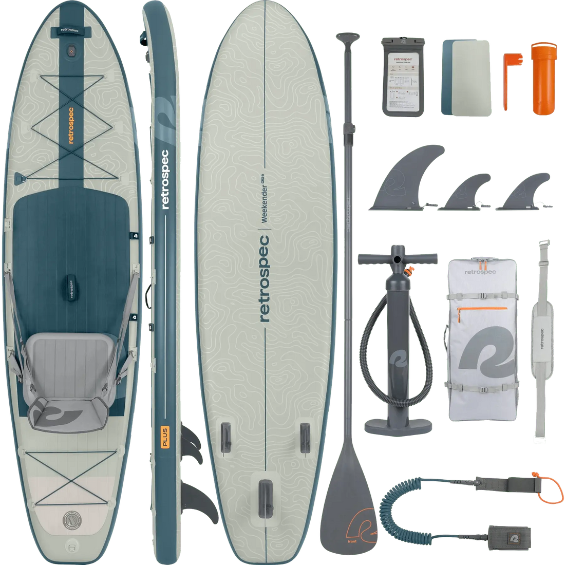Retrospec Retrospec Weekender Plus 2 iSUP - River Rock Weekender 2 Inflatable Stand Up Paddle Board 10’6”