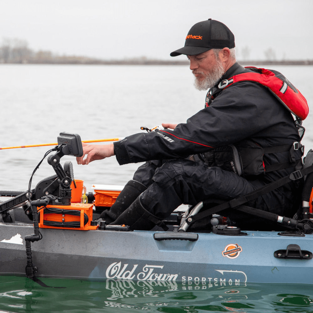 YakAttack YakAttack CellBlok Battery Box in Battleship Grey and SwitchBlade Transducer Arm Combo YakAttack TowNStow Scupper Kayak Cart - Ottawa Valley Air Paddle