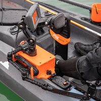 YakAttack YakAttack CellBlok Battery Box in Orange and SwitchBlade Transducer Arm Combo YakAttack TowNStow Scupper Kayak Cart - Ottawa Valley Air Paddle