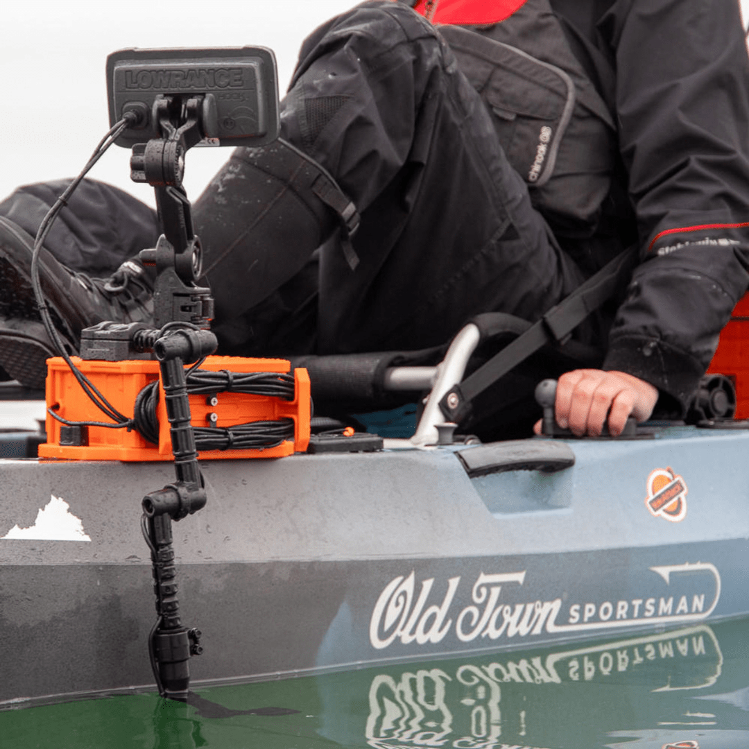 YakAttack YakAttack CellBlok Battery Box in Orange and SwitchBlade Transducer Arm Combo YakAttack TowNStow Scupper Kayak Cart - Ottawa Valley Air Paddle