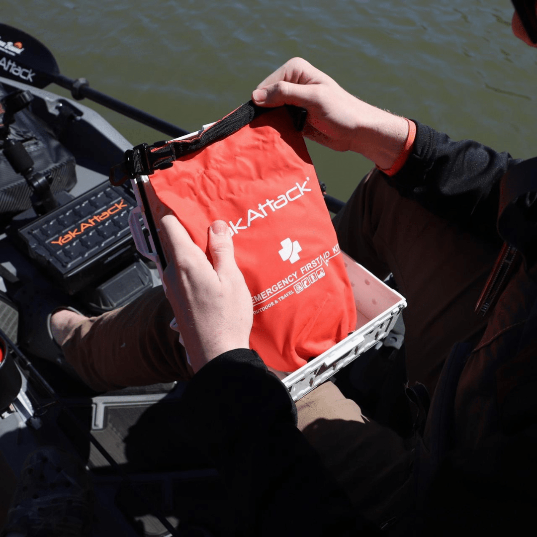 YakAttack YakAttack Reel Essentials First Aid Kit with Dry Bag TracPak and Quick Release Base YakAttack TowNStow Scupper Kayak Cart - Ottawa Valley Air Paddle