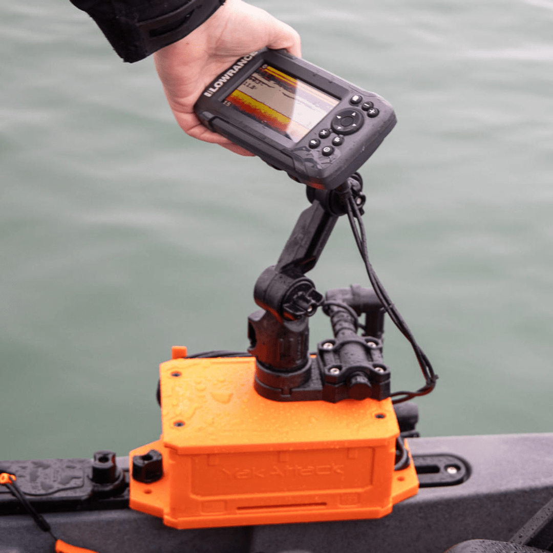 YakAttack YakAttack Lowrance® Hook2 Fish Finder Mount with Track Mounted LockNLoad™ Mounting System YakAttack Lowrance® Hook2 Fish Finder Mount with Track Mounted
