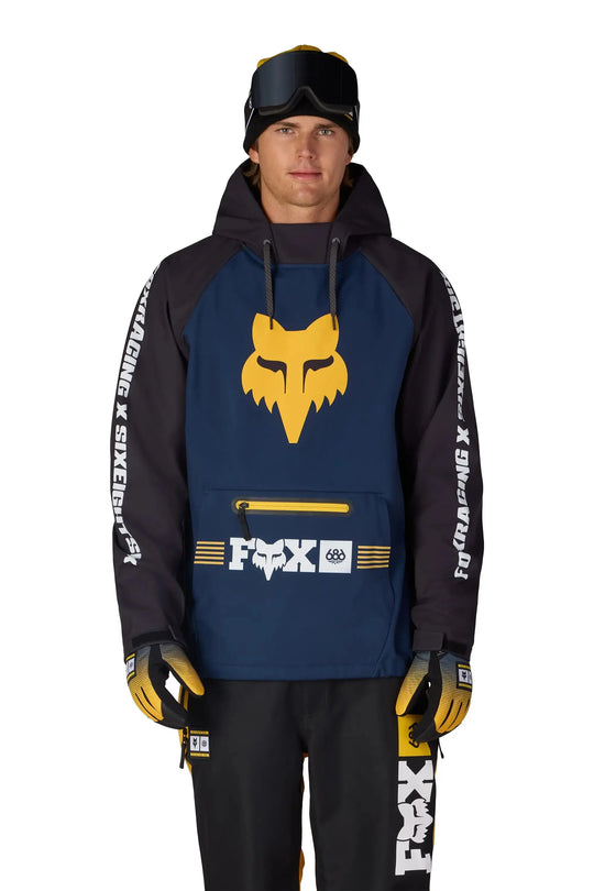 686 Men's Fox Racing Waterproof Hoody, Fox Navy Colorblock