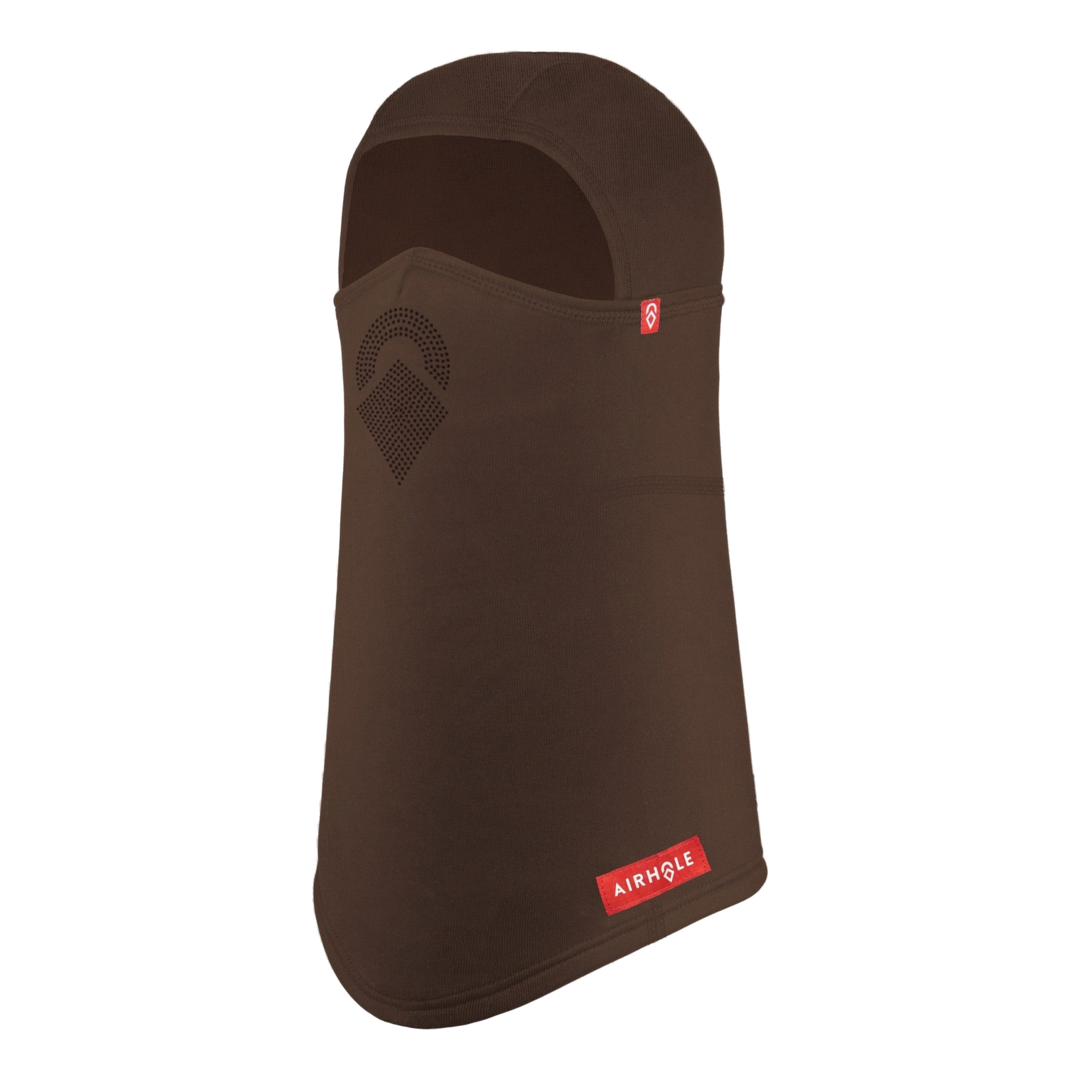 Airhole Laser Mouth | Drytech Balaclava in Chocolate - front three-quarter view