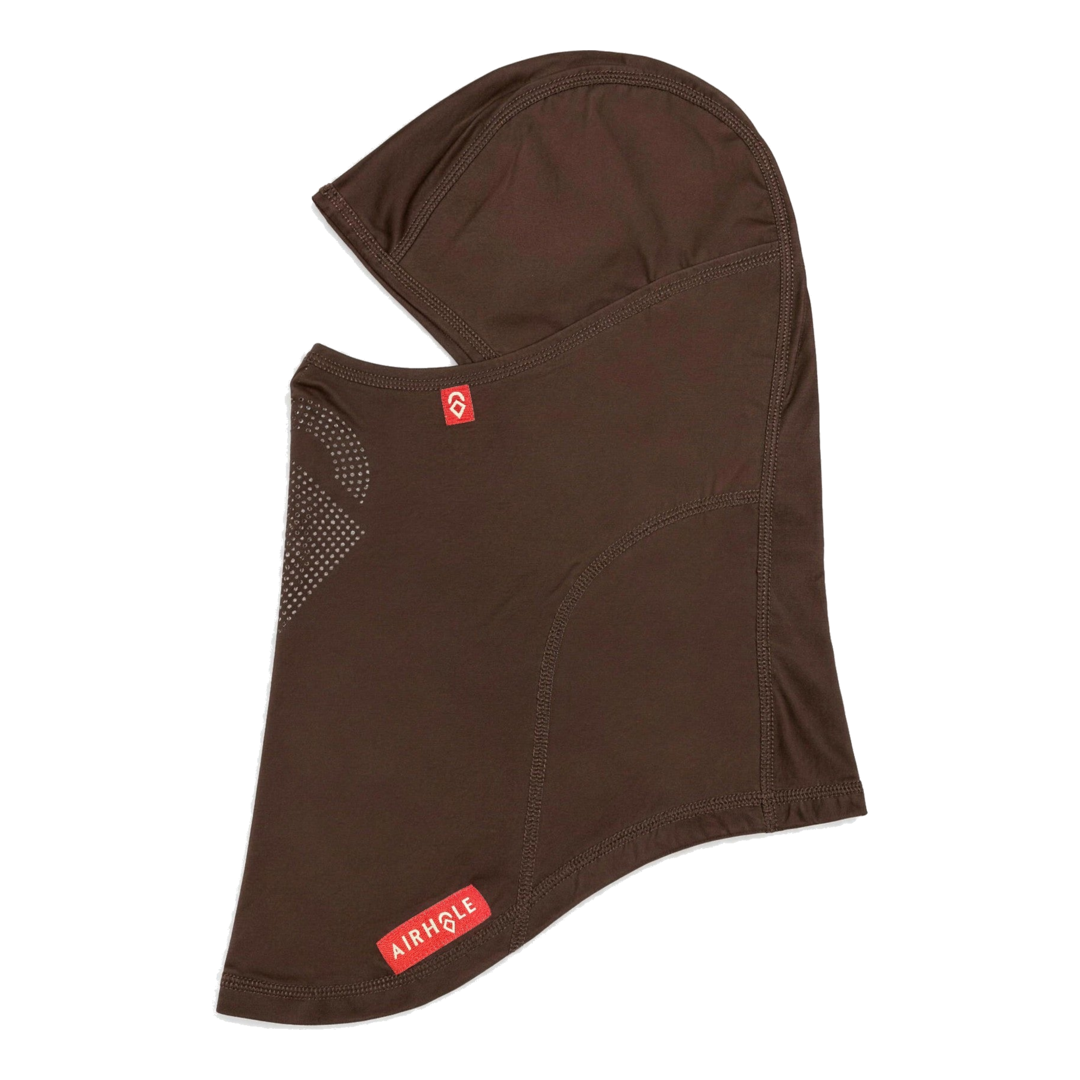 Airhole Laser Mouth | Drytech Balaclava in Chocolate - flat side view (reverse)
