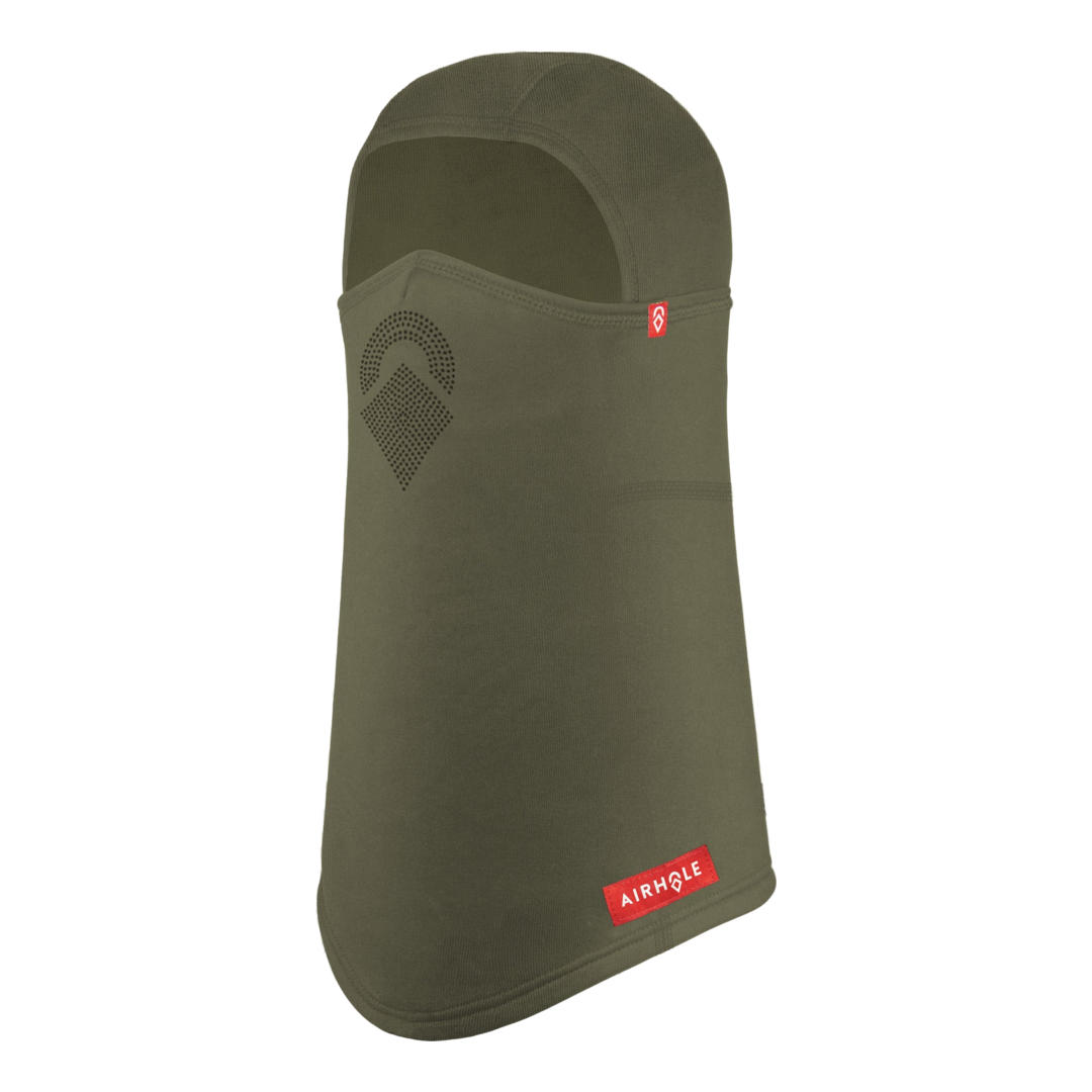 Airhole Laser Mouth | Polar Fleece Balaclava in Algae - front three-quarter view