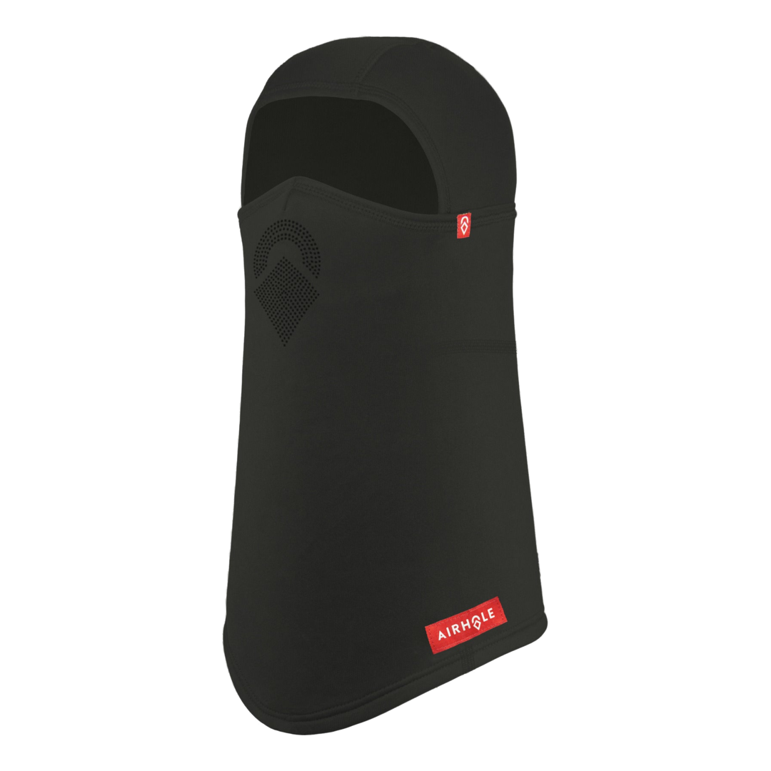 Airhole Laser Mouth | Polar Fleece Balaclava in Black - front three-quarter view