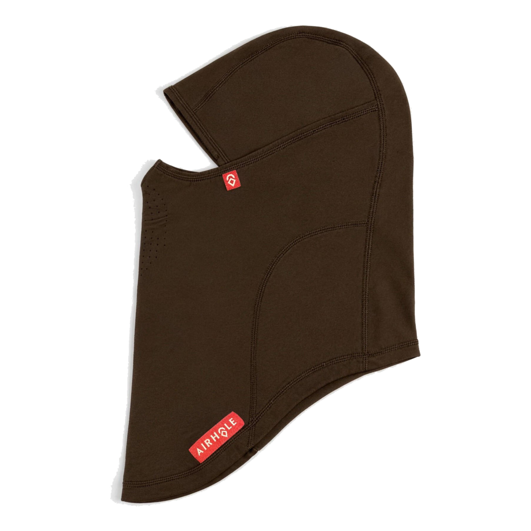 Airhole Laser Mouth | Polar Fleece Balaclava in Chocolate - flat side view (reverse)