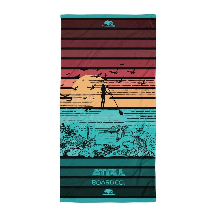Atoll Paddle Boarder and Reef Atoll Board Co. Towel Atoll Board Co. Towel - Paddle Boarder and Shark -