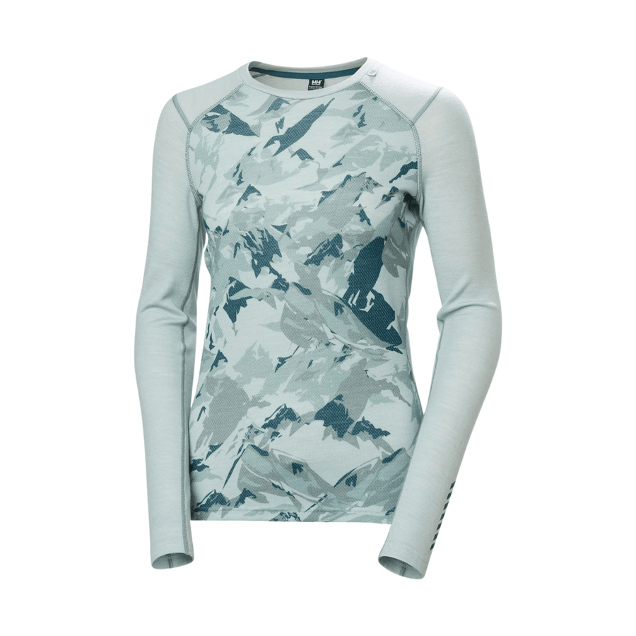 Helly Hansen Green Mist / XS Helly Hansen Women’s LIFA® Merino Midweight Graphic Long-Sleeve Crew Base Layer Helly Hansen Women’s LIFA® Merino Midweight Graphic Long-Sleeve Crew 