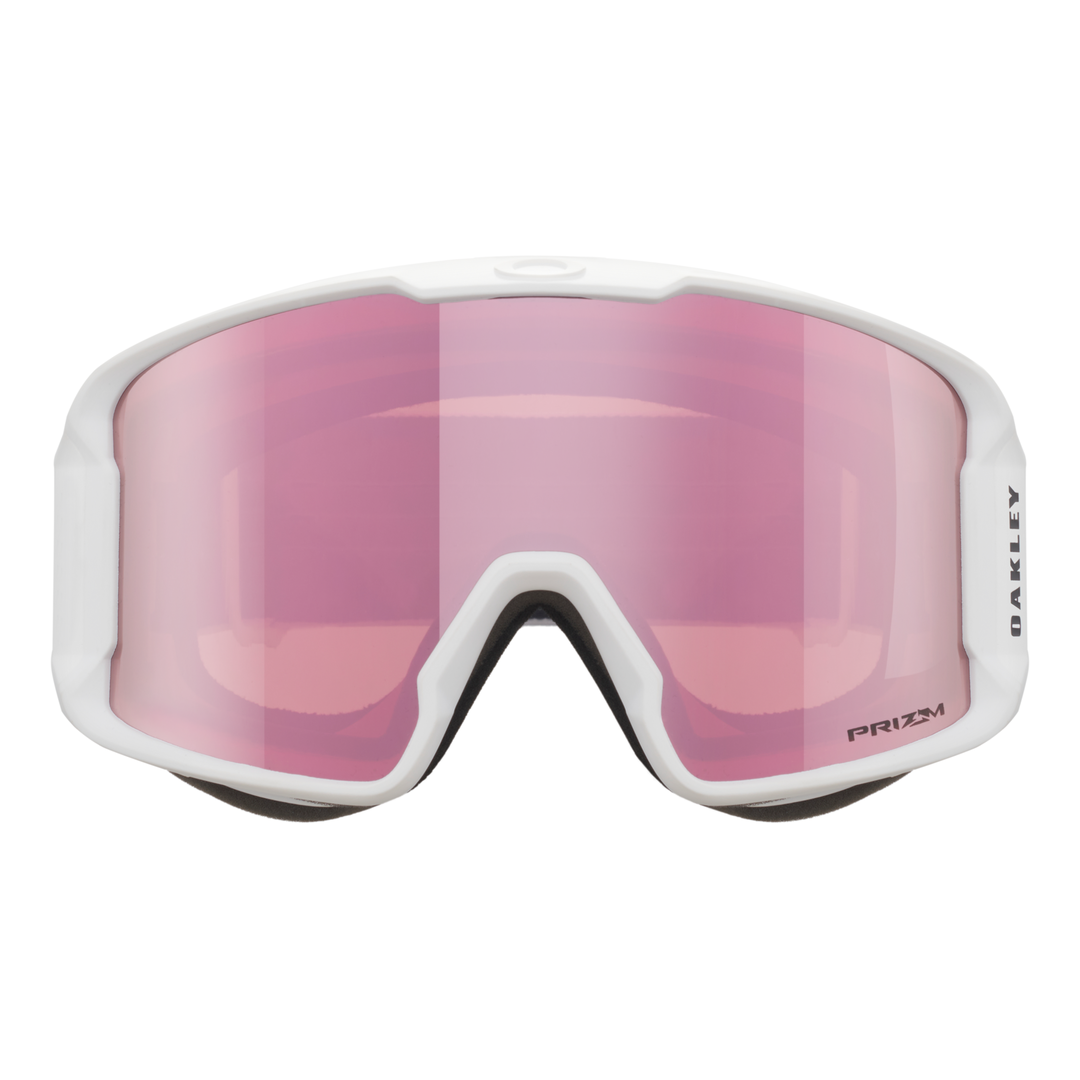 Oakley Line Miner L Unisex Goggles 2027 in Matte White | Prizm Snow Rose Gold Iridium - front view