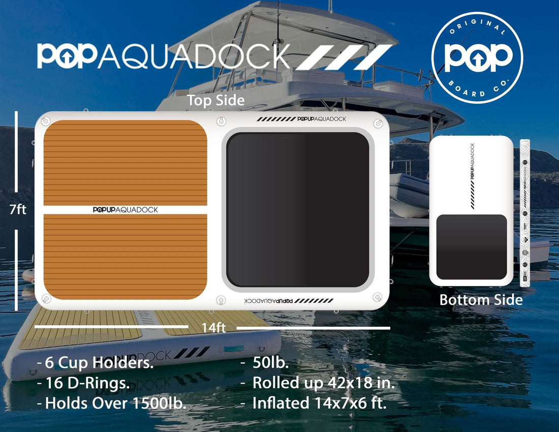 POP Board Co. POPUP AQUADOCK 14' x 7' x 8" POP UP AQUADOCK - 14'x7' - Inflatable Dock - 60 Day Guarantee