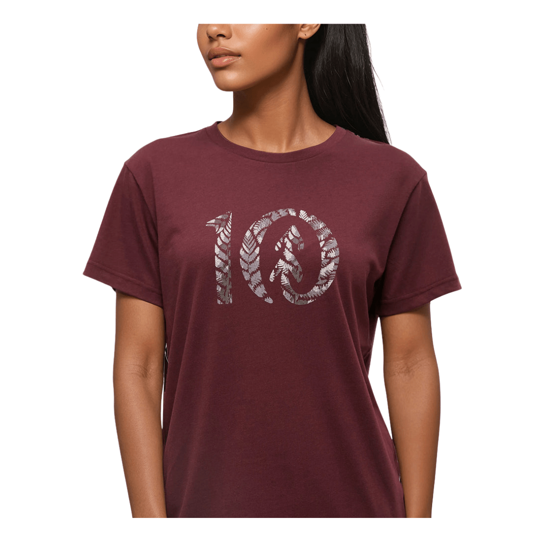 Tentree Deep Burgundy/Brushed Nickel / XS Tentree Women's Fernleaf Ten T-Shirt Tentree Women's Fernleaf Ten T-Shirt - Ottawa Valley Air Paddle