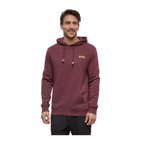 Tentree Men's Juniper Cork Patch Hoodie, Deep Burgundy Heather/Cork Patch