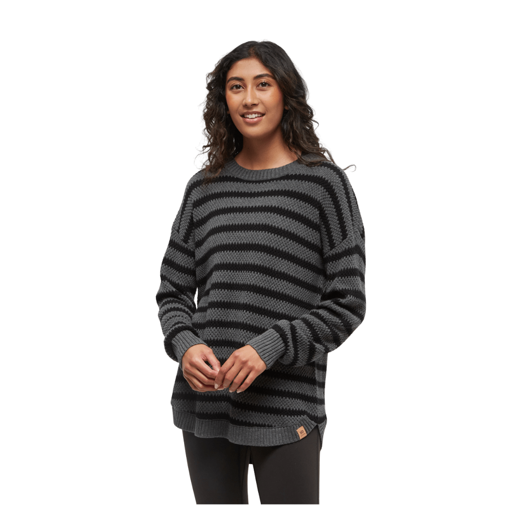 Tentree Meteorite Black/Dark Grey Heather Linear Stripe / XS Tentree Women's Broughton Sweater Tentree Women's Broughton Sweater - Ottawa Valley Air Paddle