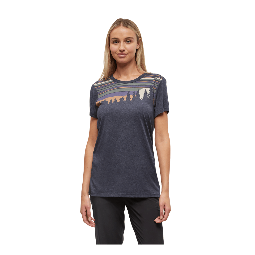 Tentree Midnight Blue Heather/Camel / XS Tentree Women's Retro Juniper T-Shirt Tentree Women's Retro Juniper T-Shirt - Ottawa Valley Air Paddle