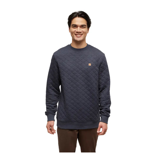 Tentree Men's Quilted Reynard Crew, Midnight Blue Heather