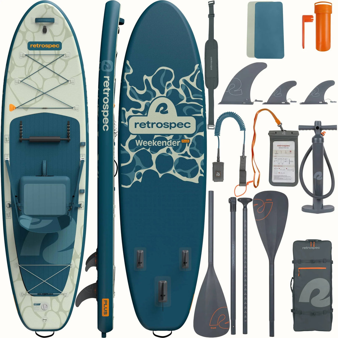Retrospec Weekender Plus 10'6 Inflatable Paddle Board Kayak Hybrid Retrospec Inflatable Paddle Board