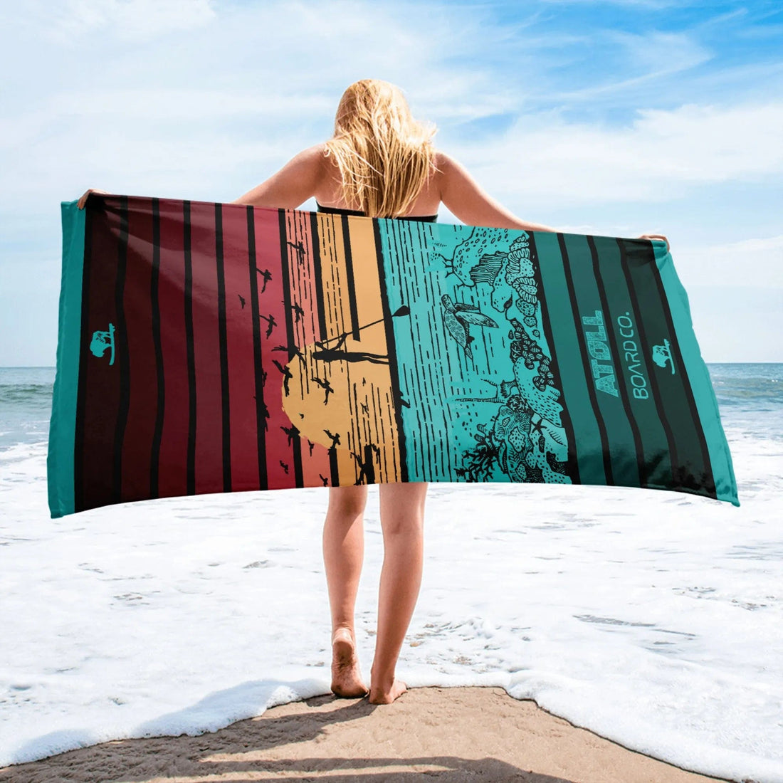 Atoll Atoll Board Co. Towel - Paddle Boarder and Reef