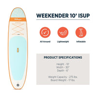 Retrospec Weekender 10' Inflatable Stand Up Paddleboard (SUP)